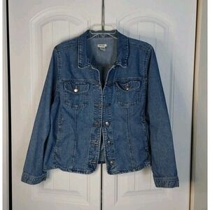 Cherokee Womens XL Cowgirl Denim Trucker Flare Jacket Y2K Boho Denim Western